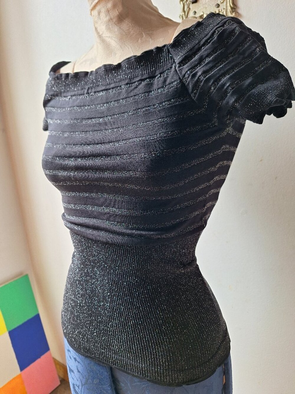 Black and Silver Top Sexy Date Club Summer Goth Rock Punk Body Bodycon Feminine